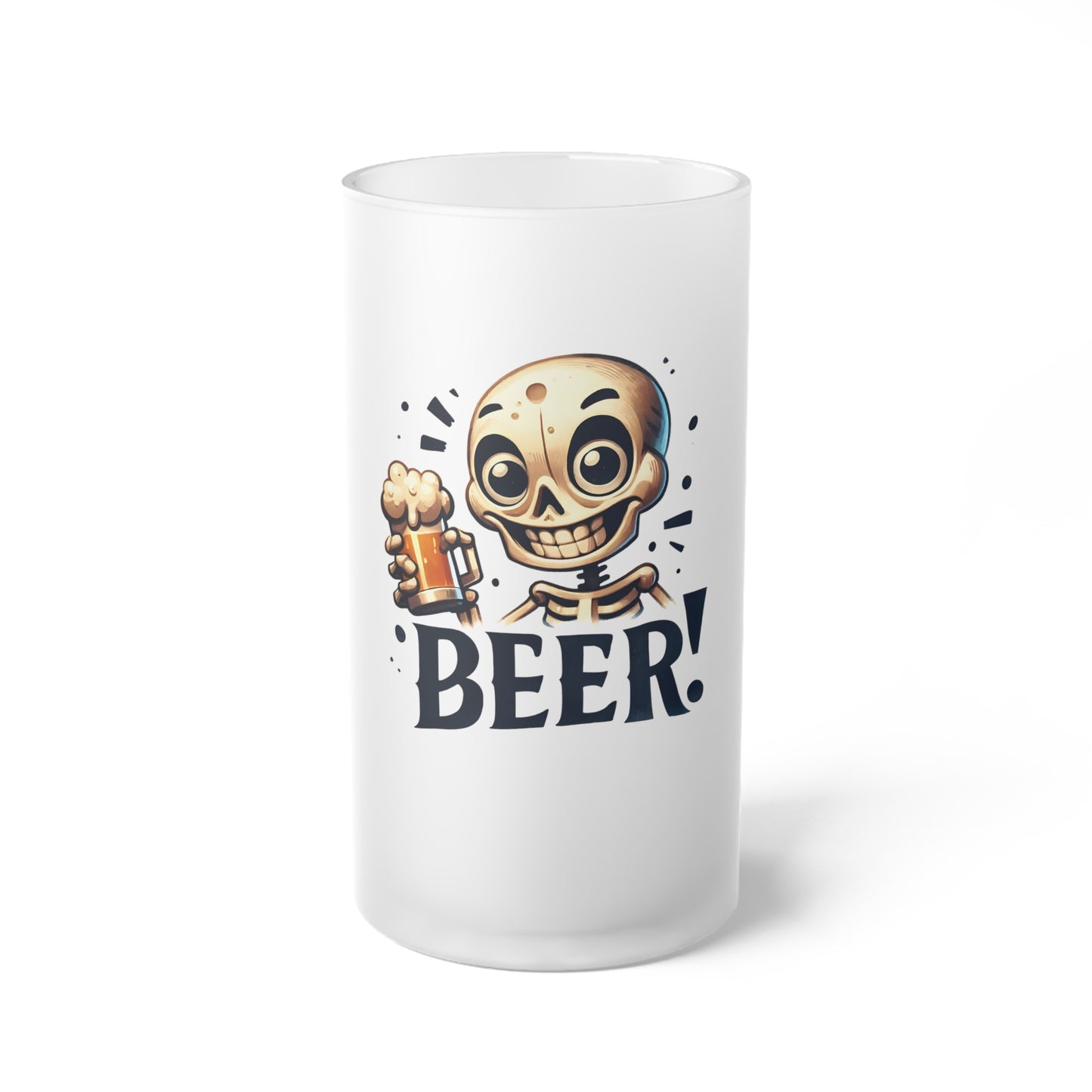 Frosted Beer Mug with Skeleton Design – Halloween Party Drinkware & Gift for Beer Lovers