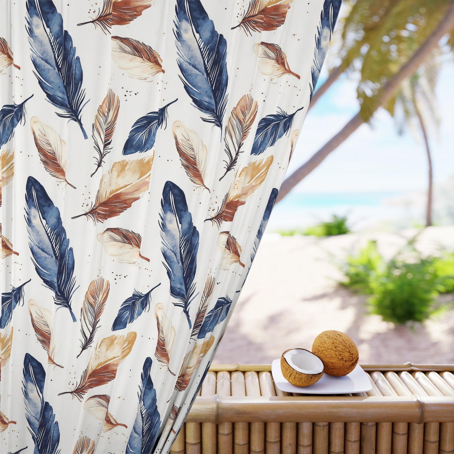 Boho Feather Window Curtains