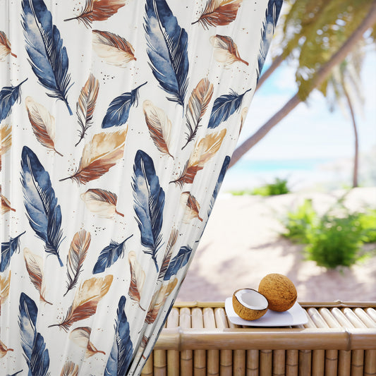 Boho Feather Window Curtains