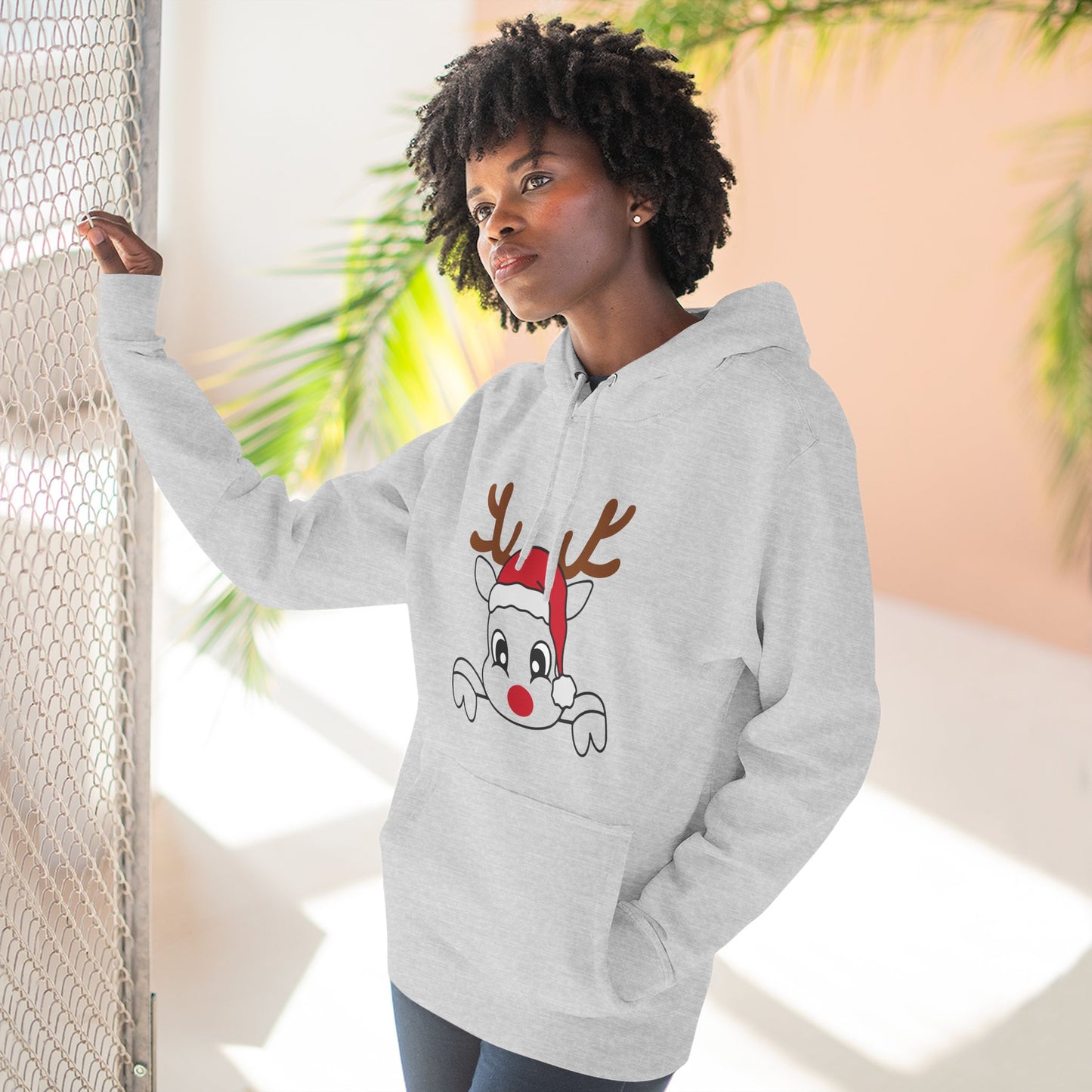Festive Reindeer Fleece Hoodie – Cozy Christmas Sweatshirt & Fun Holiday Apparel for Kids & Adults