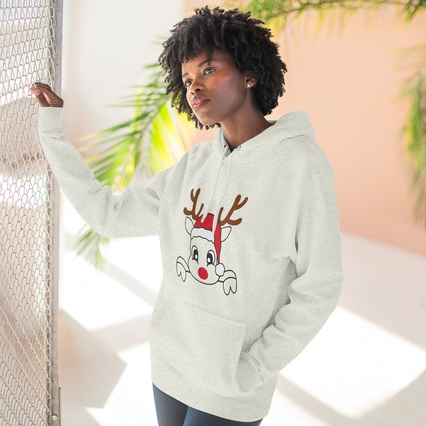 Festive Reindeer Fleece Hoodie – Cozy Christmas Sweatshirt & Fun Holiday Apparel for Kids & Adults