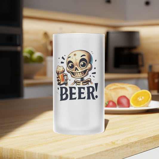 Frosted Beer Mug with Skeleton Design – Halloween Party Drinkware & Gift for Beer Lovers