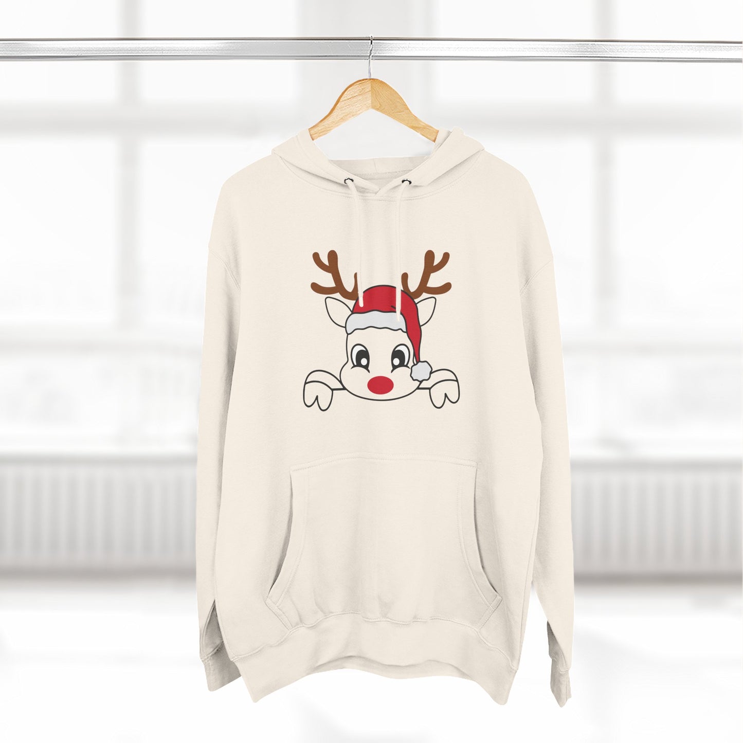 Festive Reindeer Fleece Hoodie – Cozy Christmas Sweatshirt & Fun Holiday Apparel for Kids & Adults