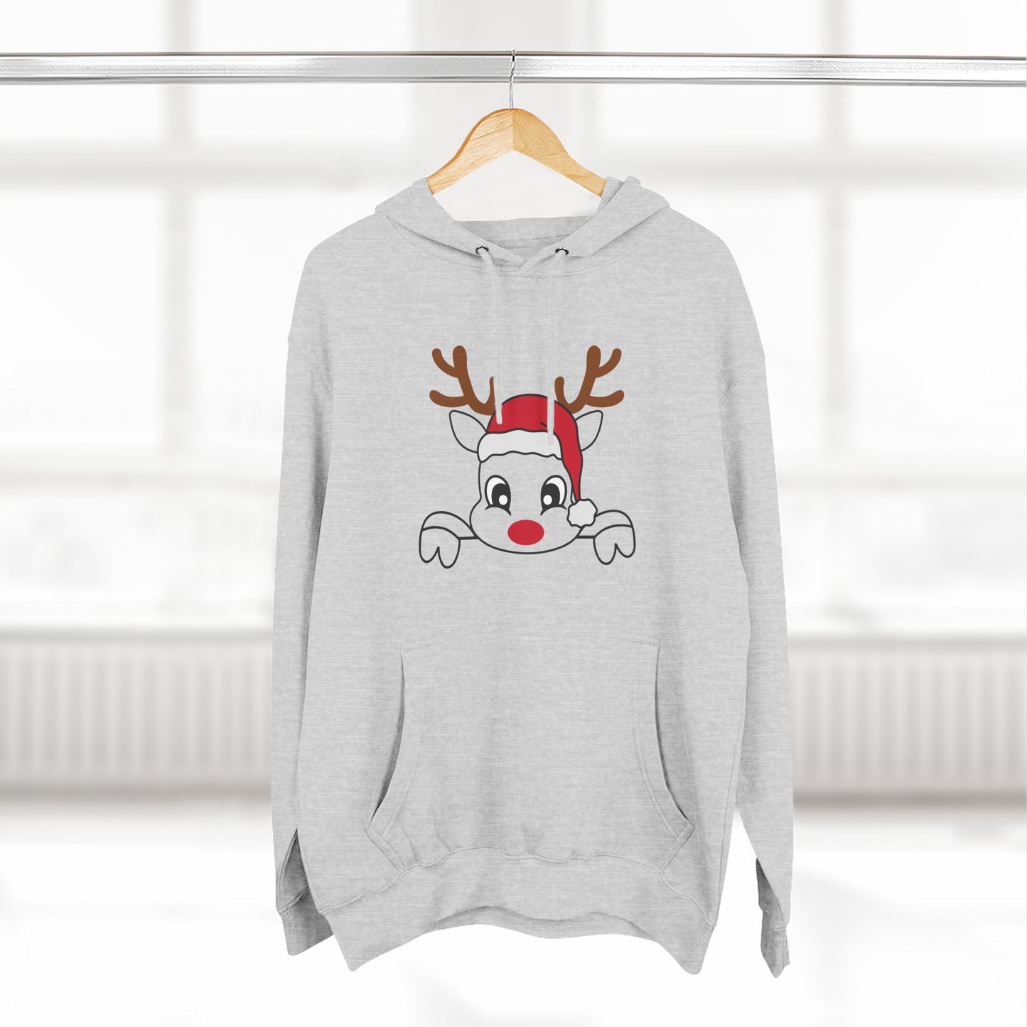 Festive Reindeer Fleece Hoodie – Cozy Christmas Sweatshirt & Fun Holiday Apparel for Kids & Adults