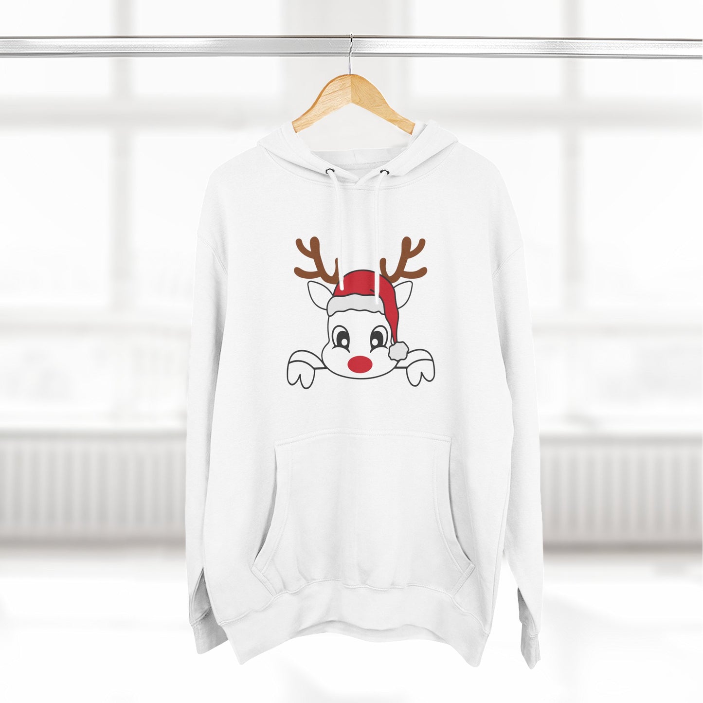 Festive Reindeer Fleece Hoodie – Cozy Christmas Sweatshirt & Fun Holiday Apparel for Kids & Adults