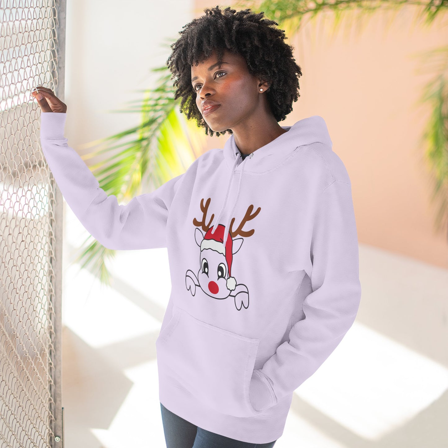 Festive Reindeer Fleece Hoodie – Cozy Christmas Sweatshirt & Fun Holiday Apparel for Kids & Adults