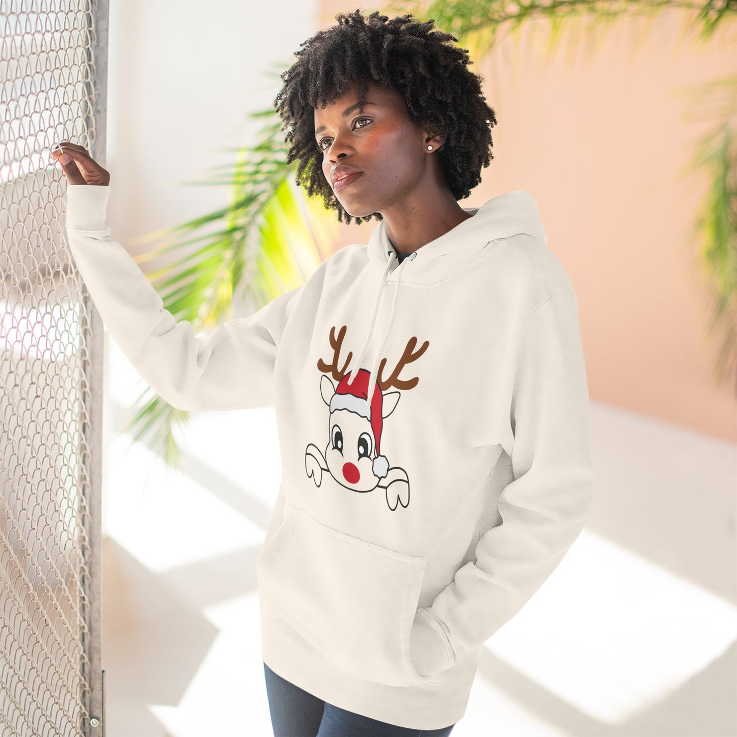 Festive Reindeer Fleece Hoodie – Cozy Christmas Sweatshirt & Fun Holiday Apparel for Kids & Adults