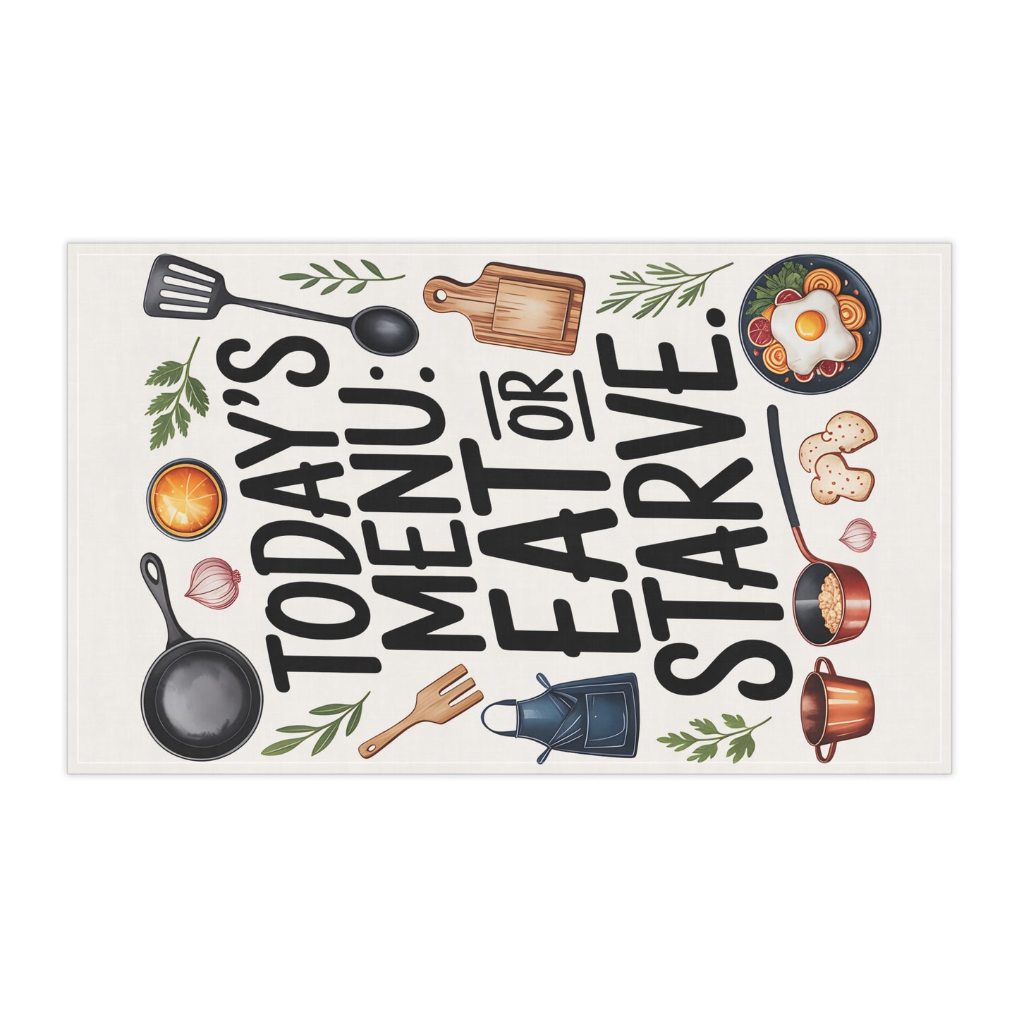 Rustic Kitchen Tea Towels – Funny “Eat or Starve” Cooking Decor & Gift for Foodies