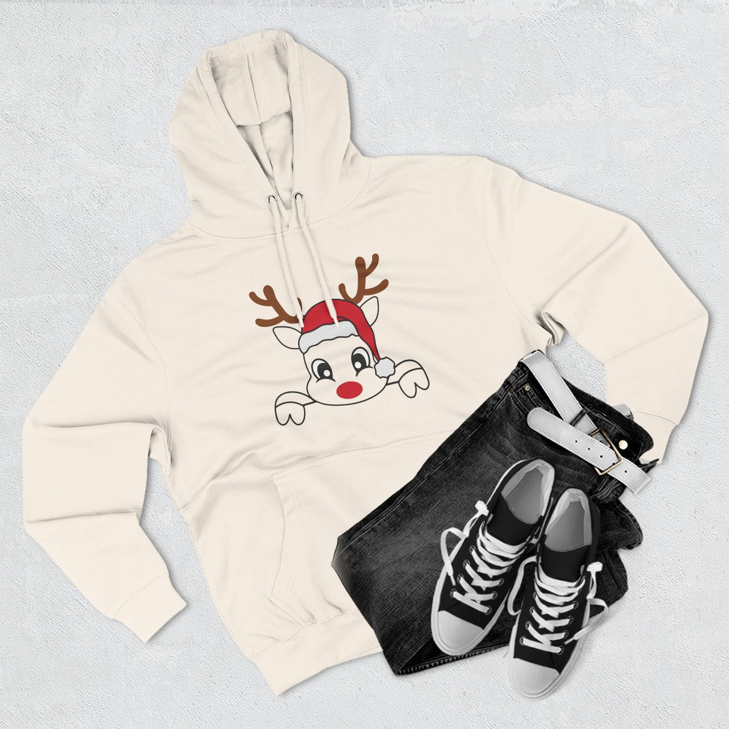 Festive Reindeer Fleece Hoodie – Cozy Christmas Sweatshirt & Fun Holiday Apparel for Kids & Adults