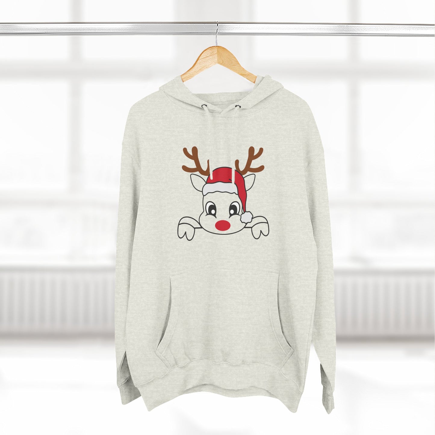 Festive Reindeer Fleece Hoodie – Cozy Christmas Sweatshirt & Fun Holiday Apparel for Kids & Adults