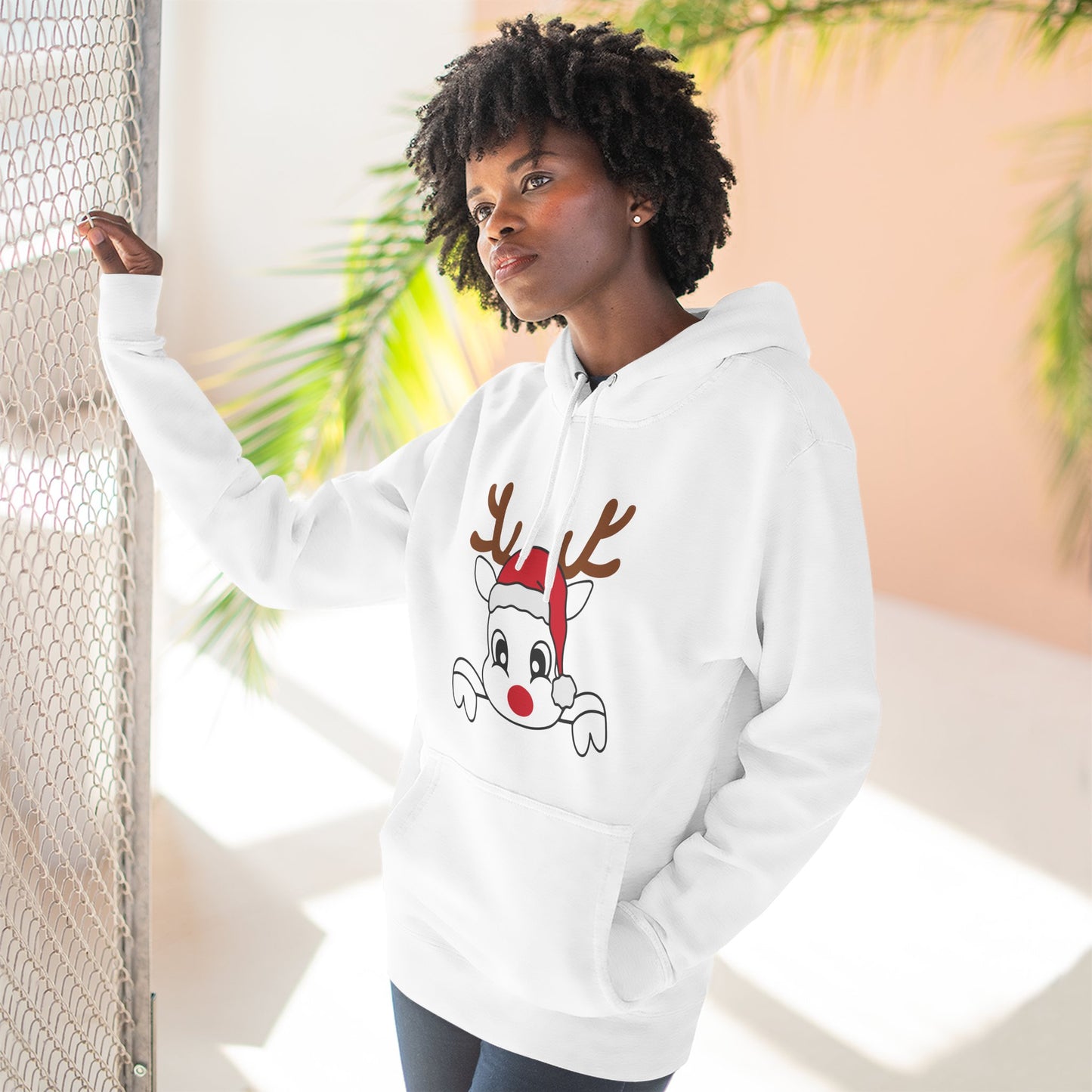 Festive Reindeer Fleece Hoodie – Cozy Christmas Sweatshirt & Fun Holiday Apparel for Kids & Adults