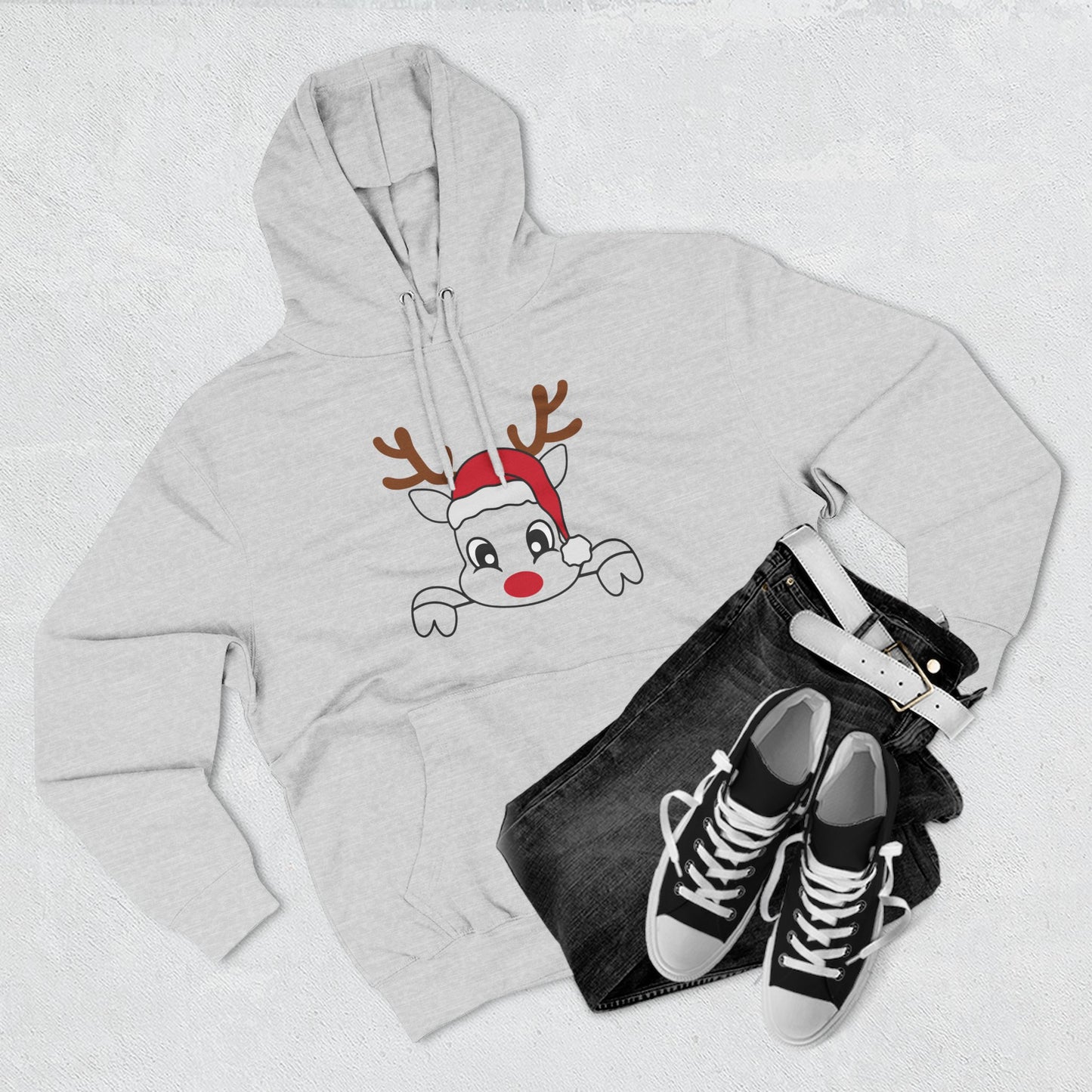 Festive Reindeer Fleece Hoodie – Cozy Christmas Sweatshirt & Fun Holiday Apparel for Kids & Adults