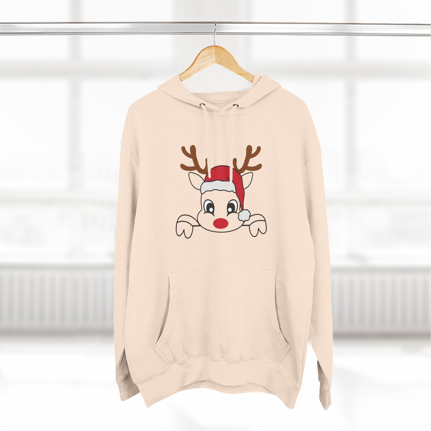 Festive Reindeer Fleece Hoodie – Cozy Christmas Sweatshirt & Fun Holiday Apparel for Kids & Adults