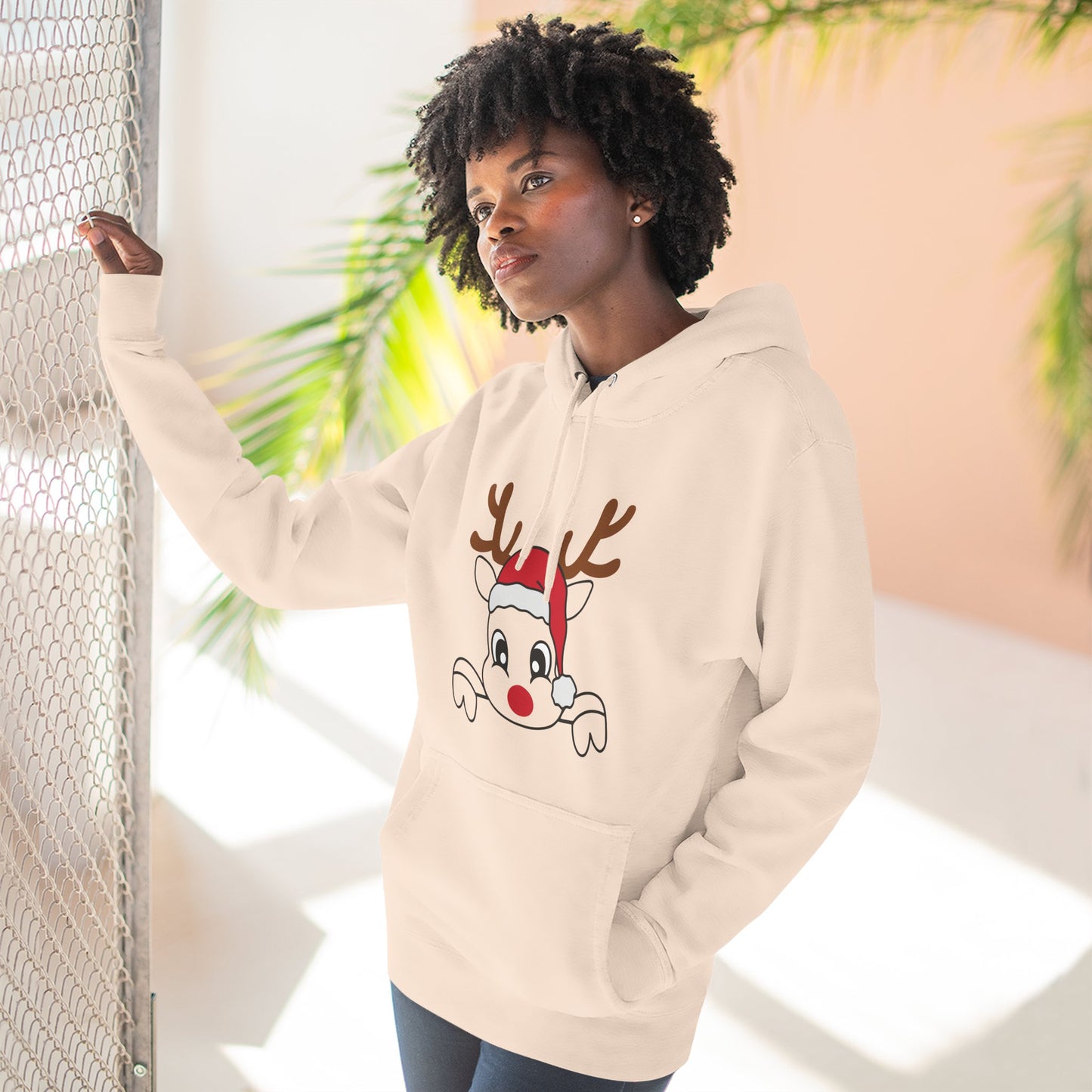 Festive Reindeer Fleece Hoodie – Cozy Christmas Sweatshirt & Fun Holiday Apparel for Kids & Adults