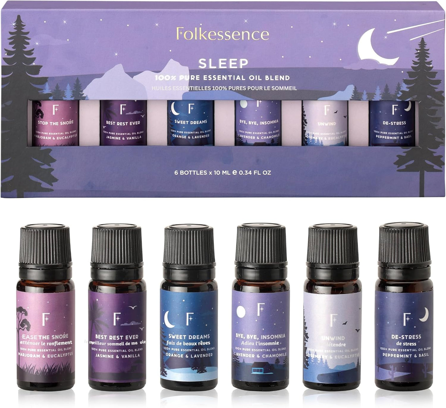 Sleep Essential Oils Set for Christmas | Set of 6 Pure Christmas Essential Oils for Diffusers for Home | Lavender, Rosemary & Peppermint | Essential Oils for Relaxation Gifts for Her