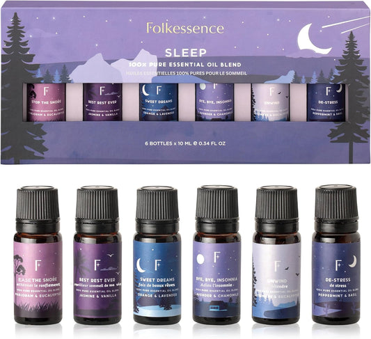 Sleep Essential Oils Set for Christmas | Set of 6 Pure Christmas Essential Oils for Diffusers for Home | Lavender, Rosemary & Peppermint | Essential Oils for Relaxation Gifts for Her