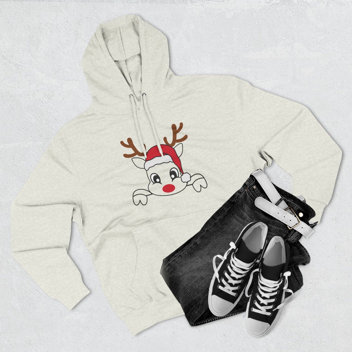 Festive Reindeer Fleece Hoodie – Cozy Christmas Sweatshirt & Fun Holiday Apparel for Kids & Adults
