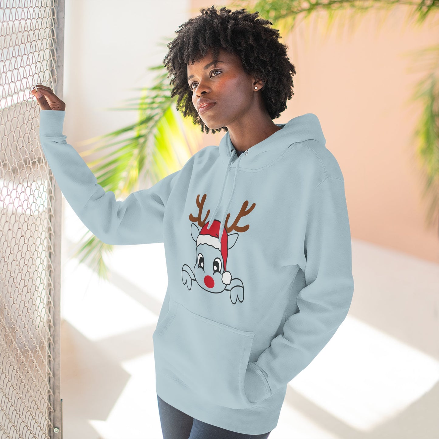 Festive Reindeer Fleece Hoodie – Cozy Christmas Sweatshirt & Fun Holiday Apparel for Kids & Adults
