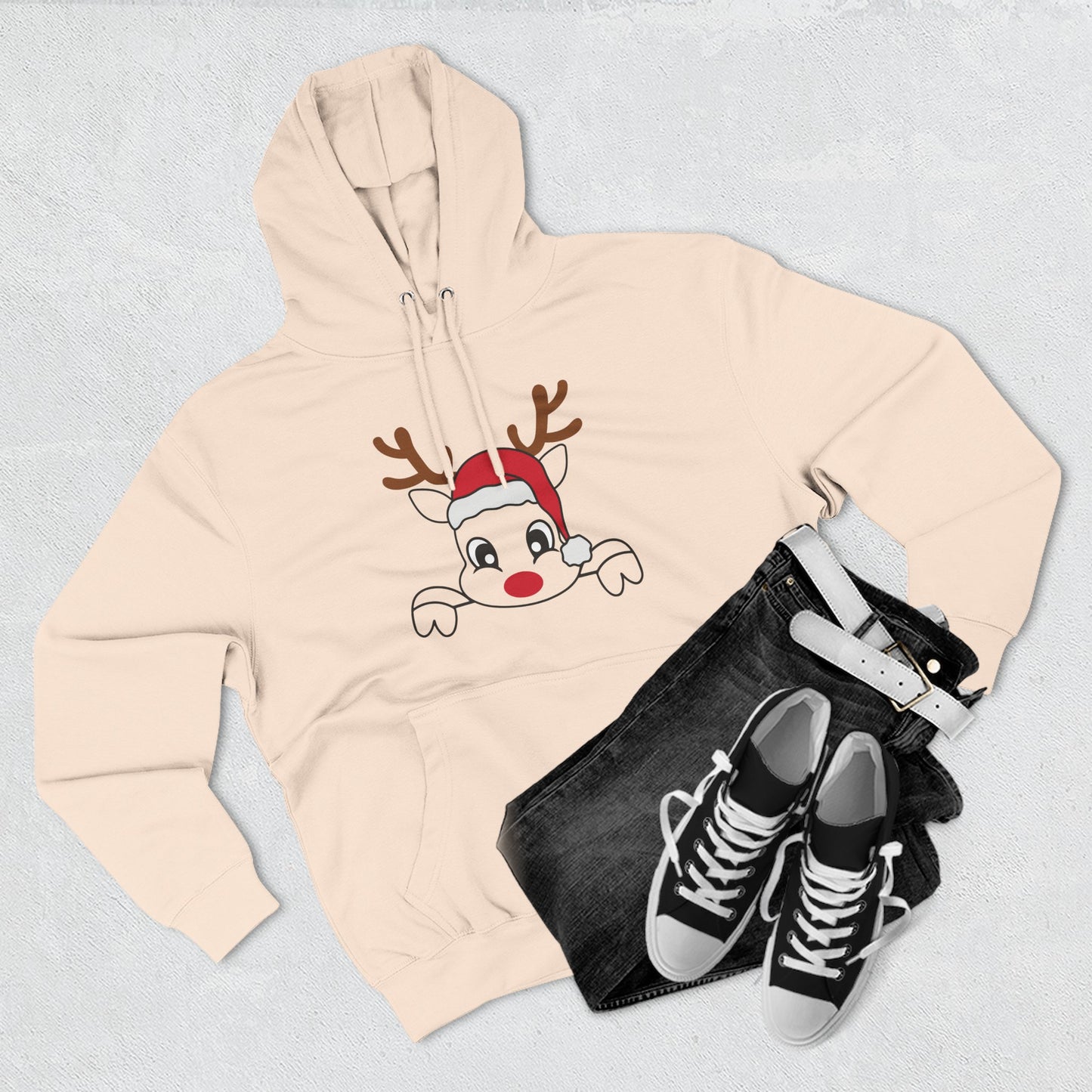 Festive Reindeer Fleece Hoodie – Cozy Christmas Sweatshirt & Fun Holiday Apparel for Kids & Adults