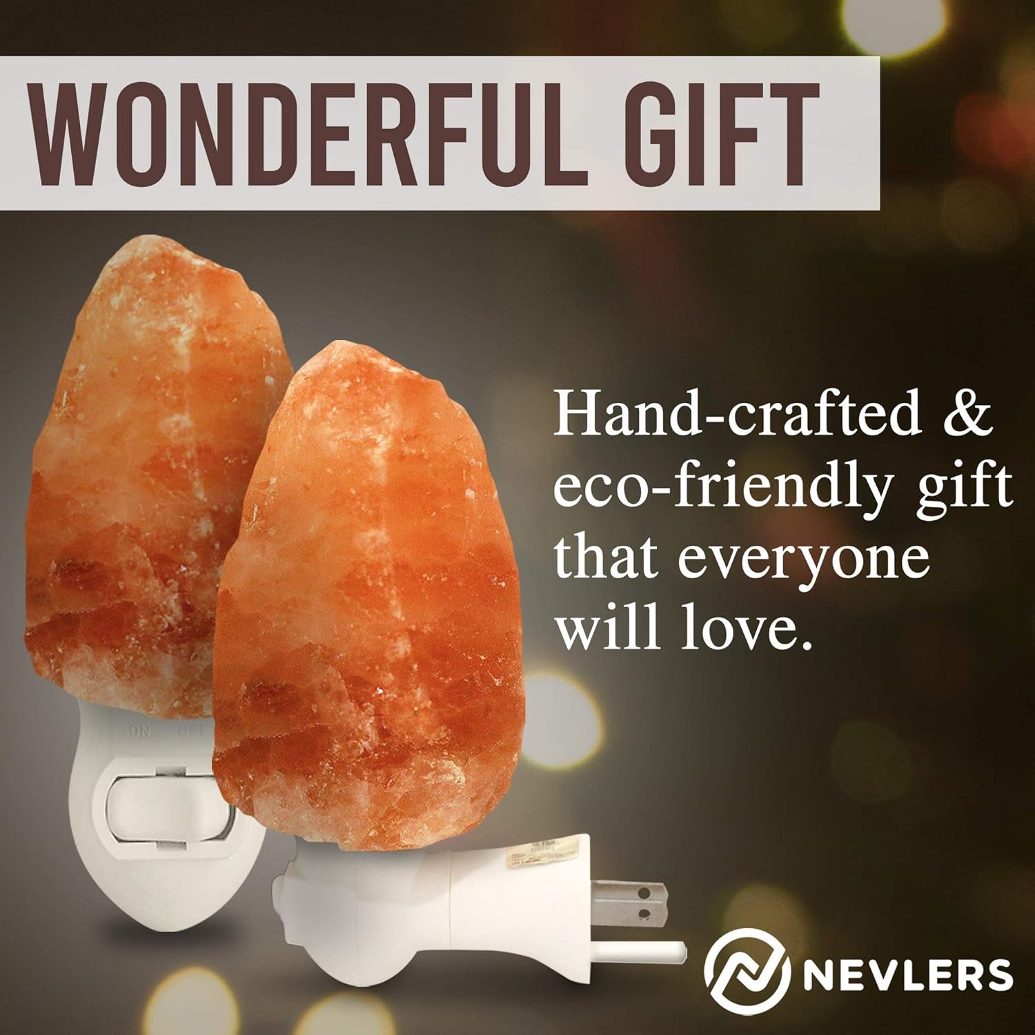 Illuminate Your Space with 2 Pack Handcrafted Himalayan Salt Night Lights - Includes 2 Bulbs & UL Certified 360° Wall Plug for a Cozy, Decorative Touch!