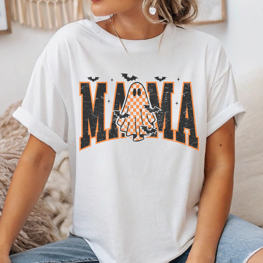 Halloween Ghost Mama T- Shirt – Funny Spooky Season Shirt, Mom Gift & Party Outfit