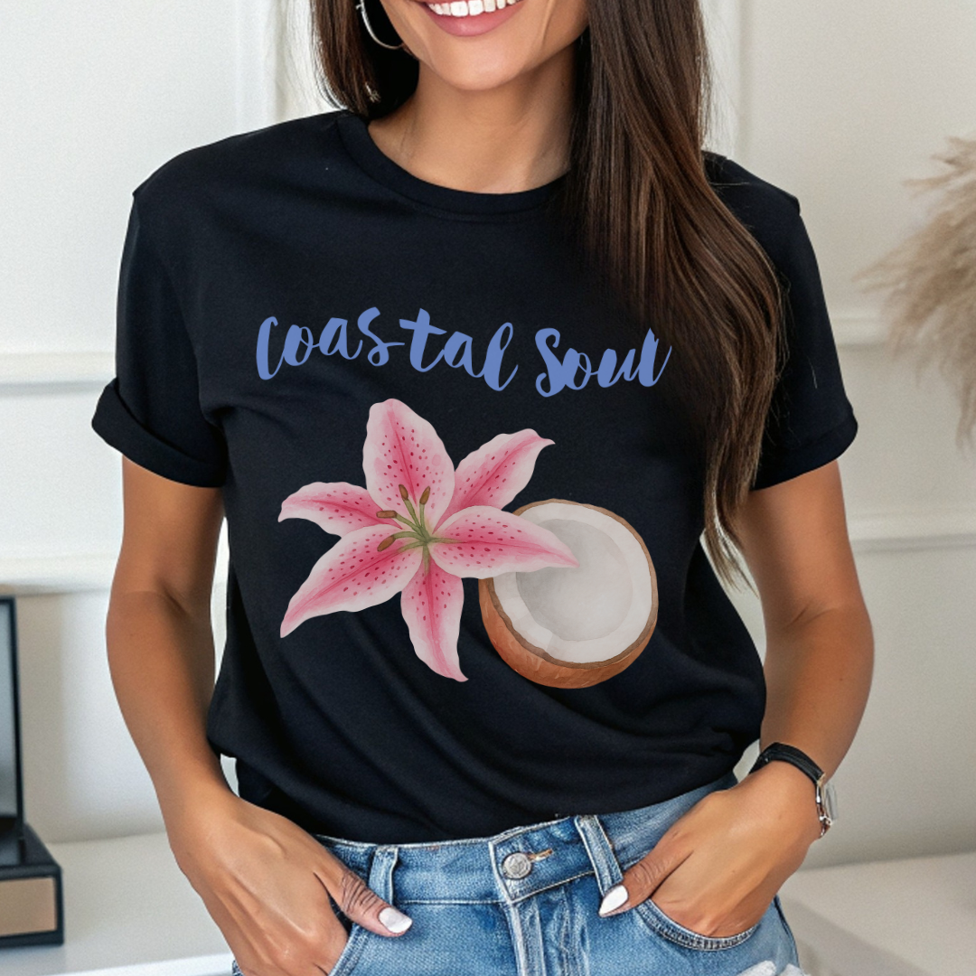 Coastal Soul T- Shirt – Beach Vibes Short Sleeve Shirt, Casual Summer Fashion & Tropical Gift