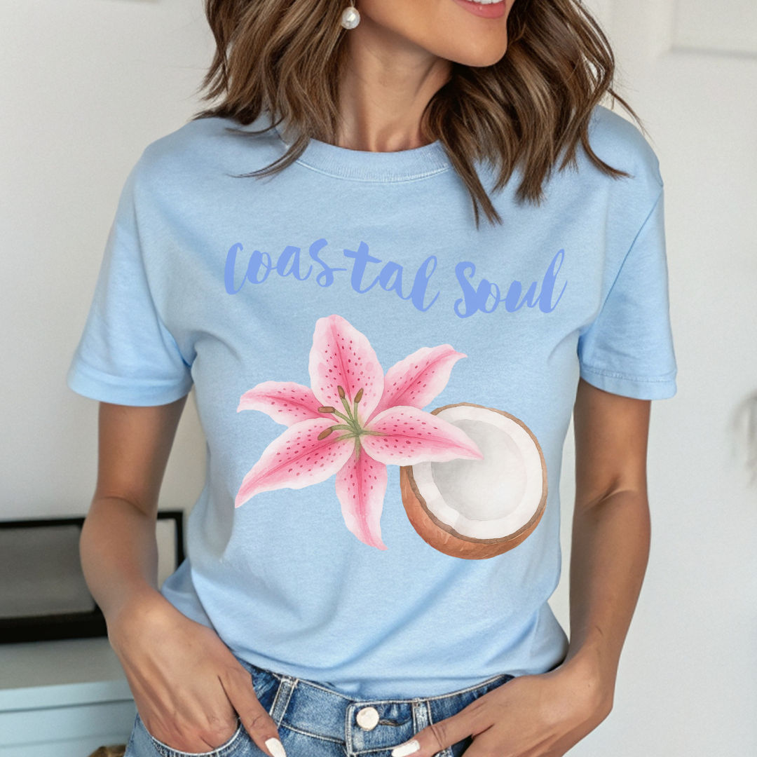 Coastal Soul T- Shirt – Beach Vibes Short Sleeve Shirt, Casual Summer Fashion & Tropical Gift