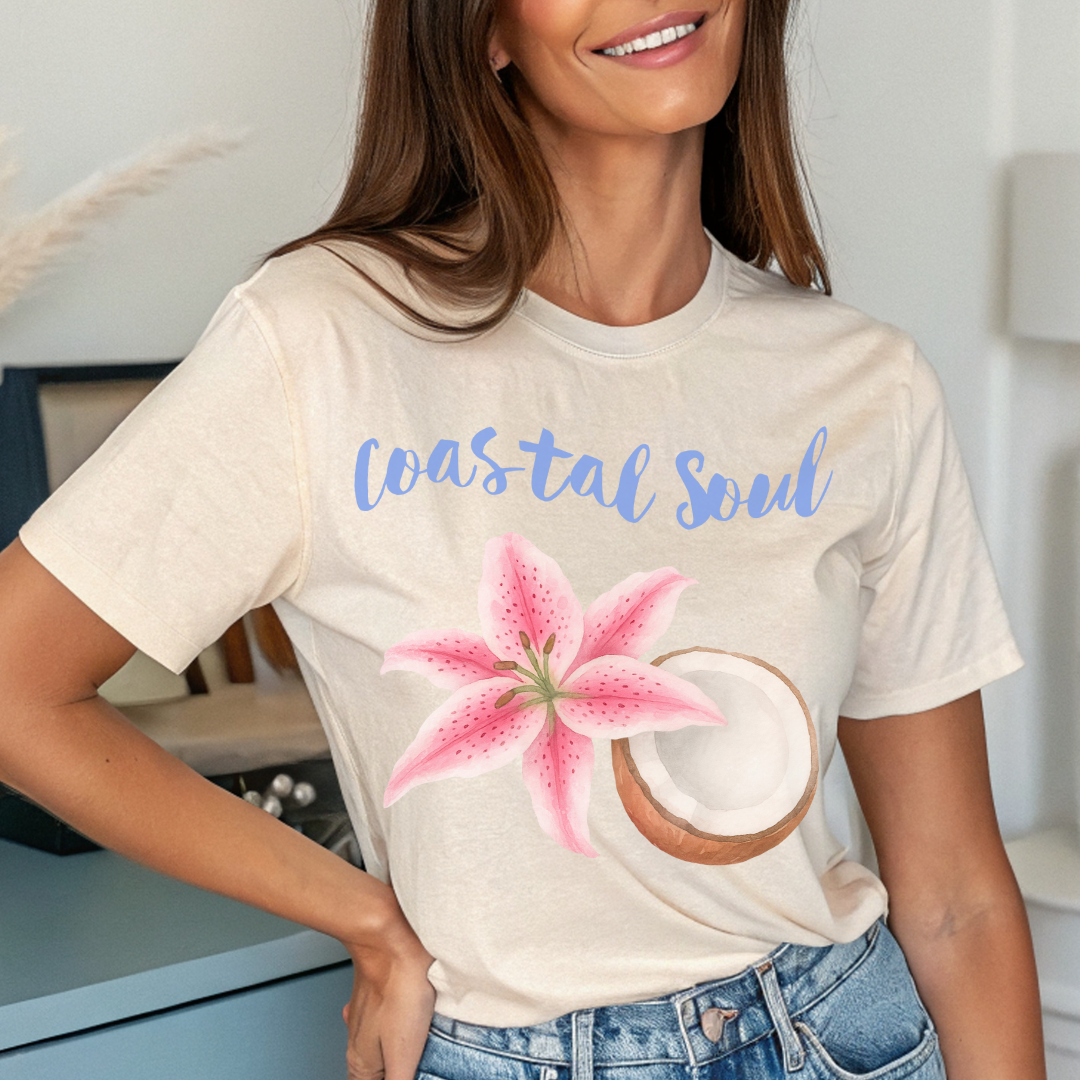 Coastal Soul T- Shirt – Beach Vibes Short Sleeve Shirt, Casual Summer Fashion & Tropical Gift