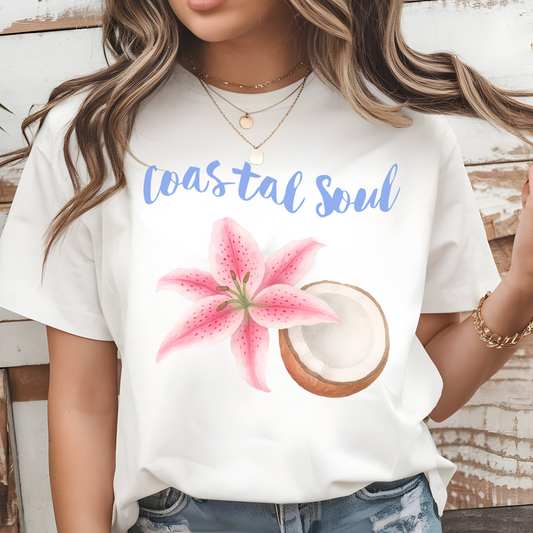Coastal Soul T- Shirt – Beach Vibes Short Sleeve Shirt, Casual Summer Fashion & Tropical Gift