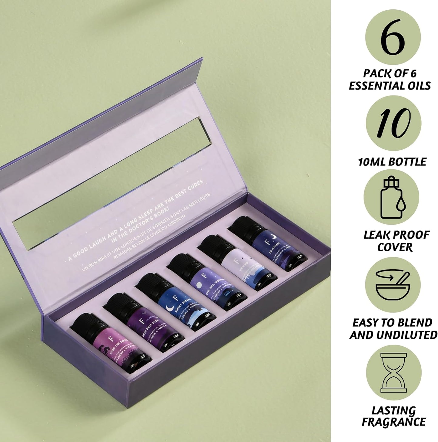 Sleep Essential Oils Set for Christmas | Set of 6 Pure Christmas Essential Oils for Diffusers for Home | Lavender, Rosemary & Peppermint | Essential Oils for Relaxation Gifts for Her