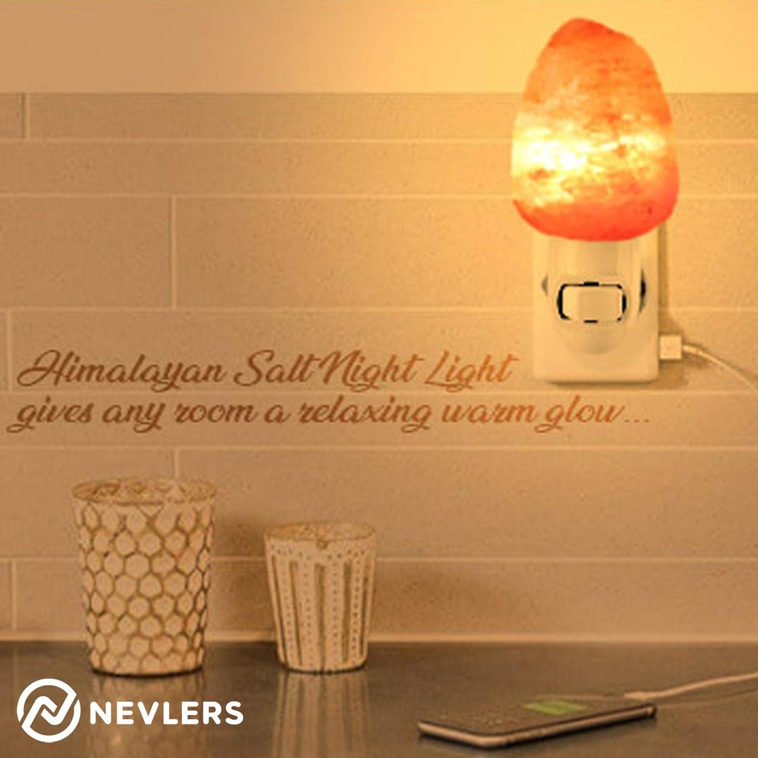 Illuminate Your Space with 2 Pack Handcrafted Himalayan Salt Night Lights - Includes 2 Bulbs & UL Certified 360° Wall Plug for a Cozy, Decorative Touch!